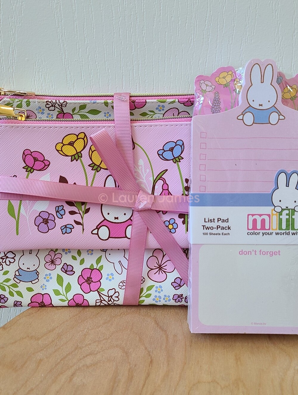 Miffy Pink Spring Floral Pencil Pouch and Notepad Set